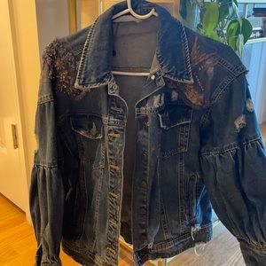 Zara distressed oversized jean jacket